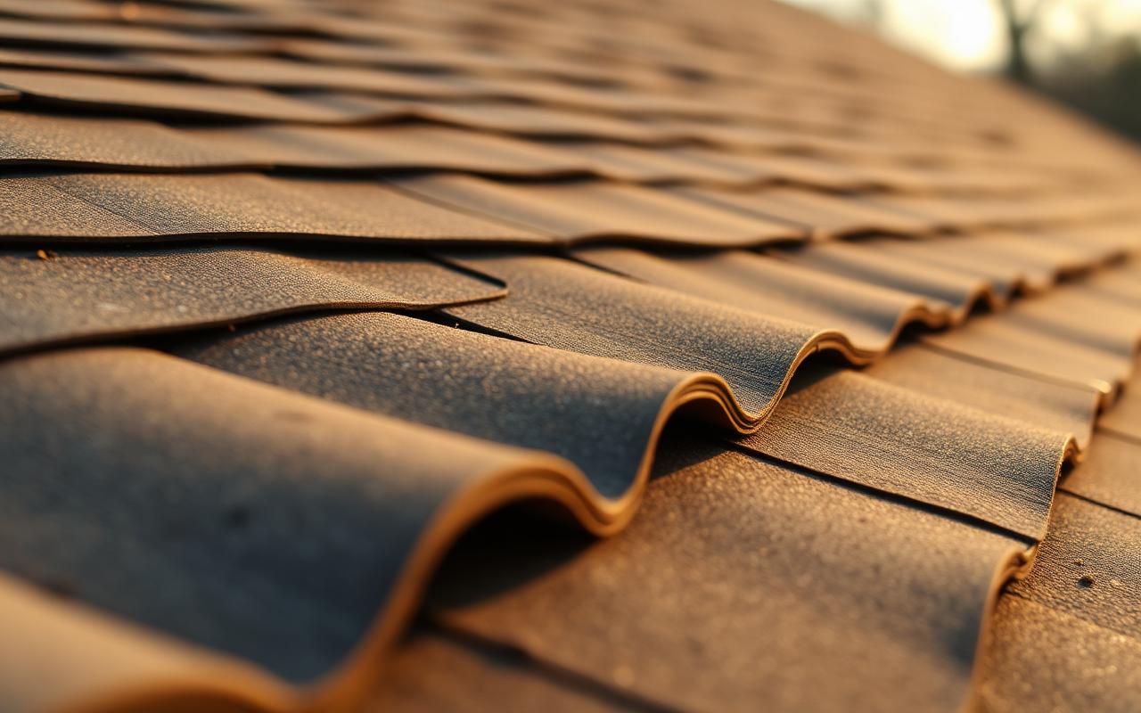 Weathered curling asphalt shingles on an Ontario roof